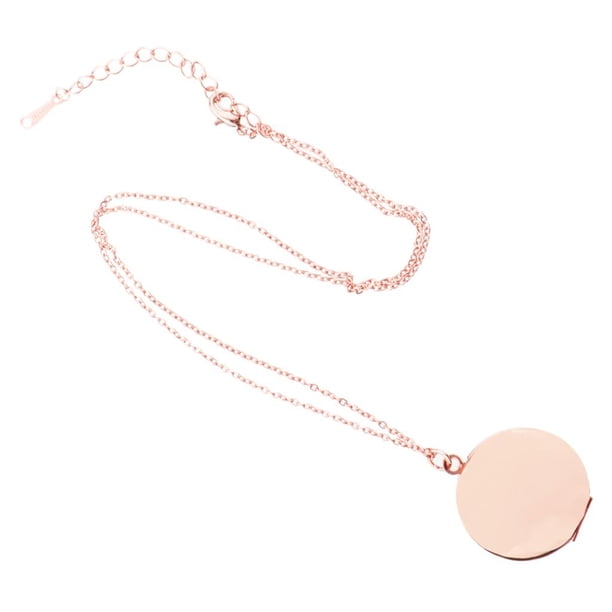 Elegante collar redondo con colgante para hombre y mujer: joyería de recuerdo conmemorativo Oro rosa