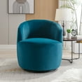 thumbnail image 2 of Fabric Accent Chair, Armrest Lazy Chair Leisure Chair with Black Powder Coating, Metal Ring Swivel Barrel Chair Armchair, 2 of 7
