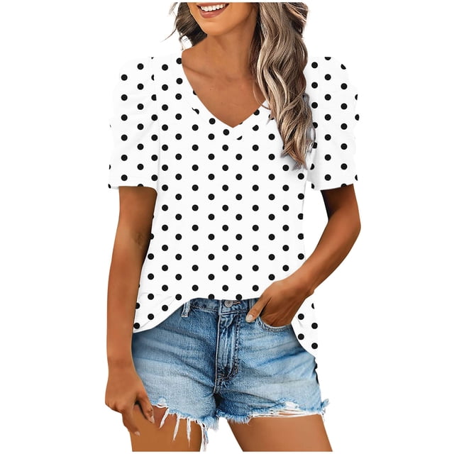 Blouses pour Femmes, Mode Décontractée Manches Courtes T-Shirt Ample Blouse Tops