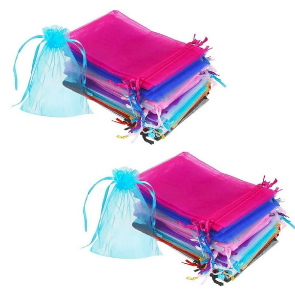 100 Pieces 4 By 6 Inch Organza Gift Bags Drawstring Jewelry Pouches Wedding Favor Bags (Multicolor)
