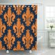 thumbnail image 1 of ABPHQTO Juego de cortinas de ducha de baño impermeables con forma de flor de lis heráldica naranja sobre azul marino con hojas esponjosas adornadas con remolinos rizados 165x180 cm, 1 of 2
