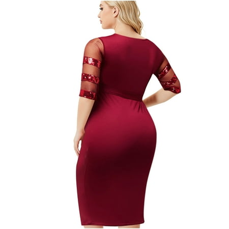 

Viikei Plus Size Skirts for Women Large Patchwork Dresses Hip Wrap Long Sleeve Swing Dresses Longuette Dresses