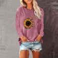 thumbnail image 2 of Long Sleeve Shirts for Women Spring Fashion 2024 Crewneck Sweatshirt Sunflower Butterfly Graphic Blouse Loose Casual Tops, 2 of 4