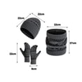 thumbnail image 6 of Opvise 3Pcs/Set Women Men Fashion Knitting Beanie Hat Gloves Scarf Set Contrast Color Fleece Lining Woolen Yarn Knitted Neck Gaiter Hat Mittens Set Navy Blue, 6 of 8