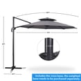 thumbnail image 6 of Ainfox 10ft Double Top Heavy-Duty Patio Cantilever Umbrella with Cross Base, Outdoor Large Offset Hanging Aluminum Rotation Sun Shade Umbrella with 360°Rotation Adjustable,Grey, 6 of 8