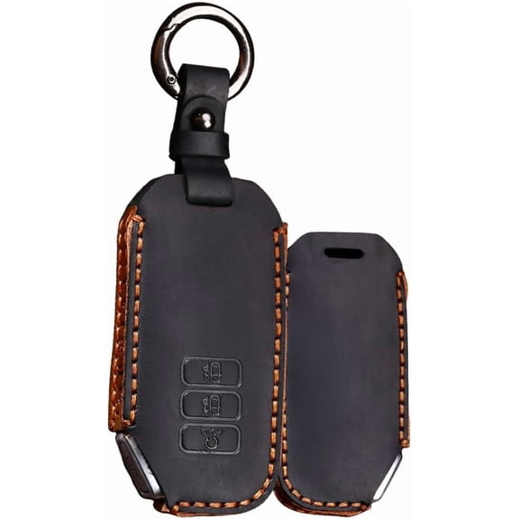 Leather Key Fob Cover Fit for Kia EV6 GT K5 Sorento Keychain Remote Key Case Key Housing Protector 7 button