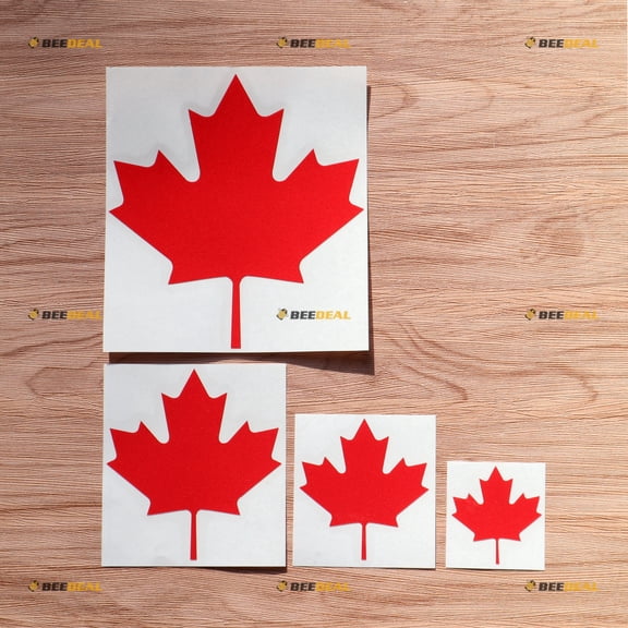Canada Canadian Maple Leaf Vinyl Decal Sticker - 4 Pack Reflective, 2 Inches, 3 Inches, 4 Inches, 6 Inches - for Car Boat Laptop Cup