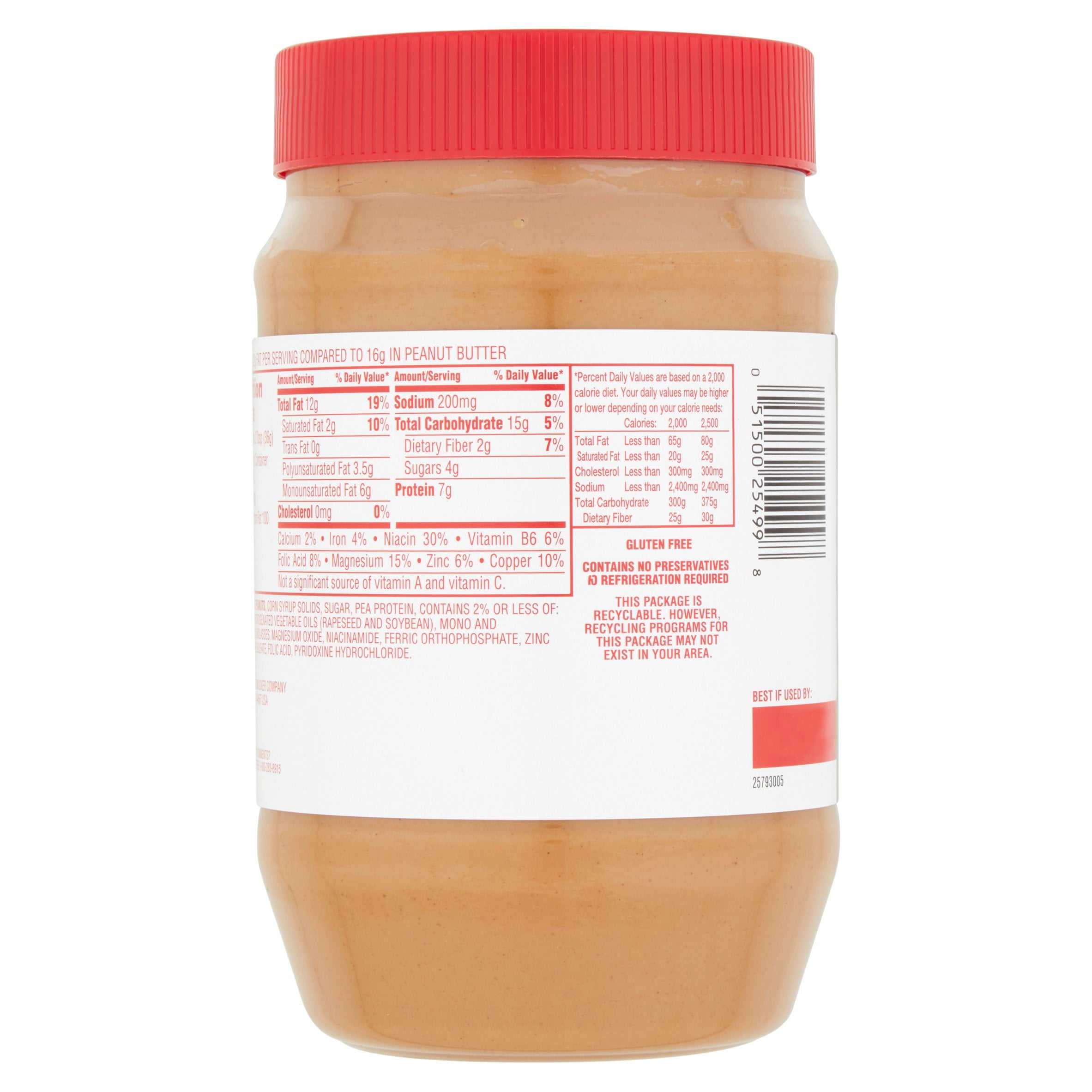 Jif Creamy Peanut Butter Nutrition Label