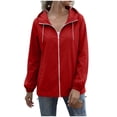 thumbnail image 6 of Snorda Jackets for Women Hooded Rain Jacket Waterproof Windproof Full Zip Jackets Solid Color Lightweight Jackets with Drawstring Hems for Fall Hiking Camping Wear Daily Looks, 6 of 9