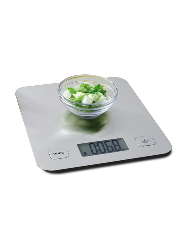 Mainstays Stainless Steel Digital Kitchen Scale, Silver