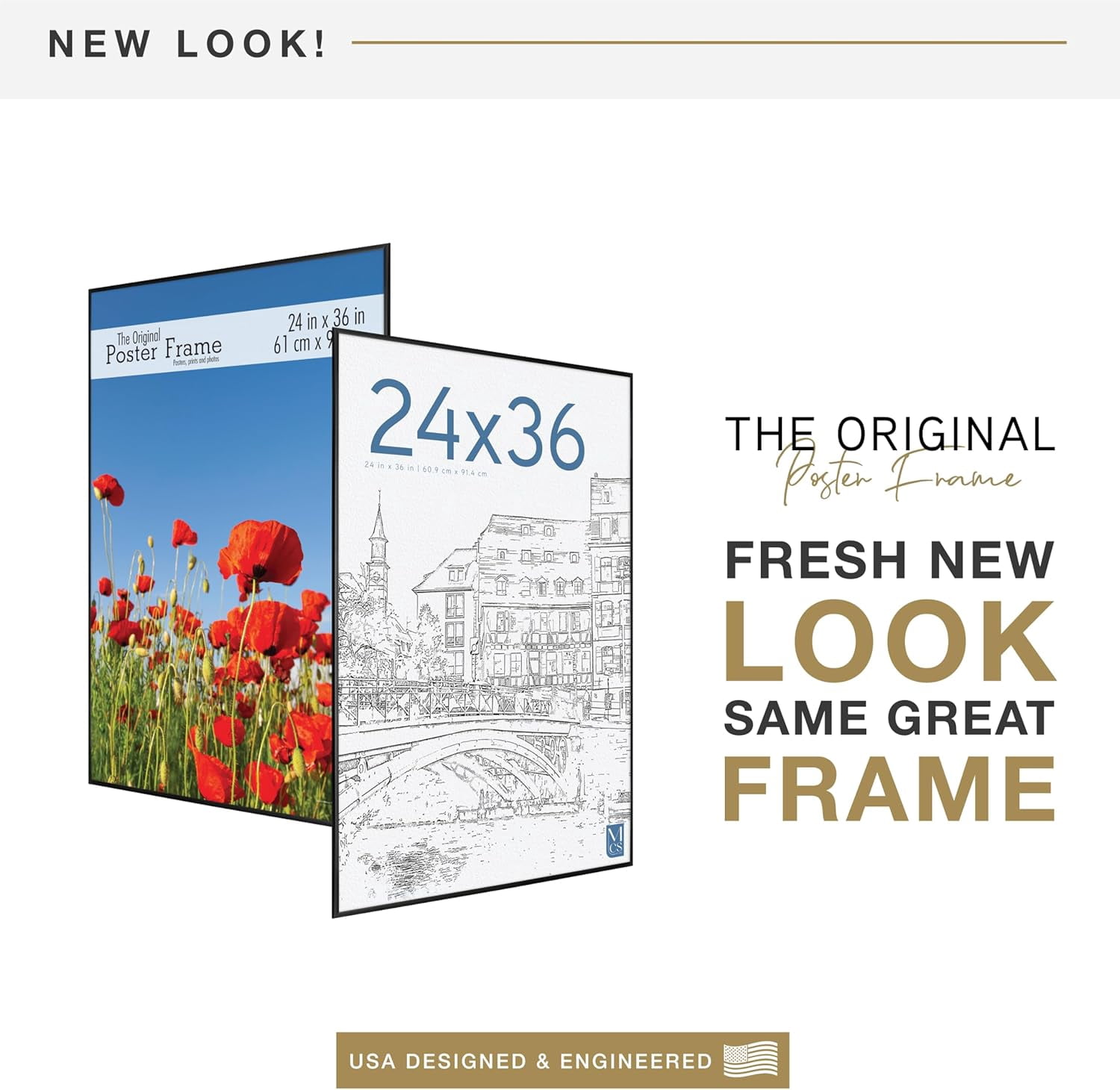 MCS Original Poster Frame 65669 24x36 Black Lightweight Vertical & Horizontal Wall Hanging Large Picture Frame for Posters, 044021656693 Art Prints & Gallery Wall (6-Pack)