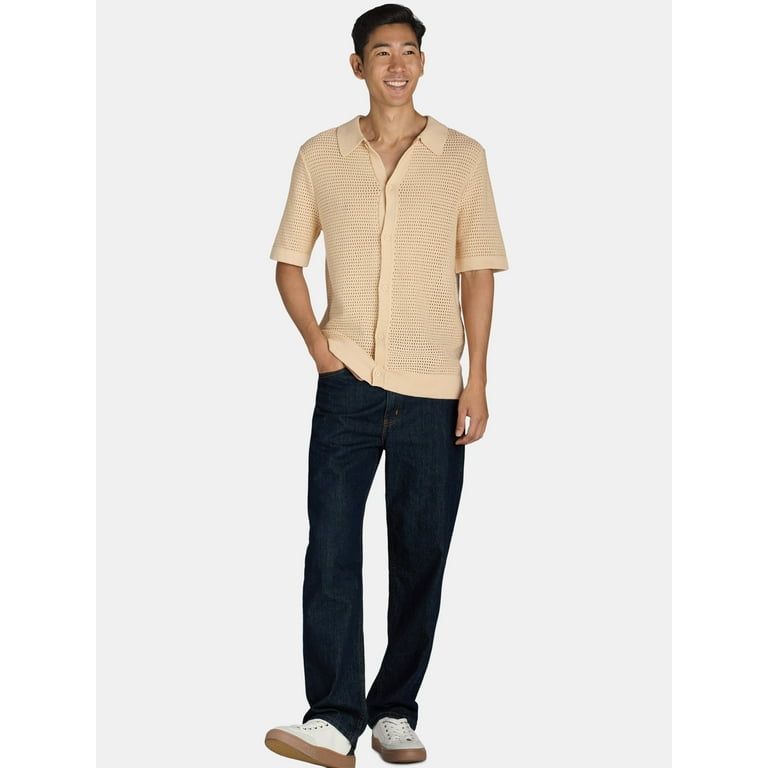 Tribekka 44 Men's Open Knit Button Down Refined Sweater Polo Tribekka 44 Men's Open Knit Button Down Refined Sweater Polo