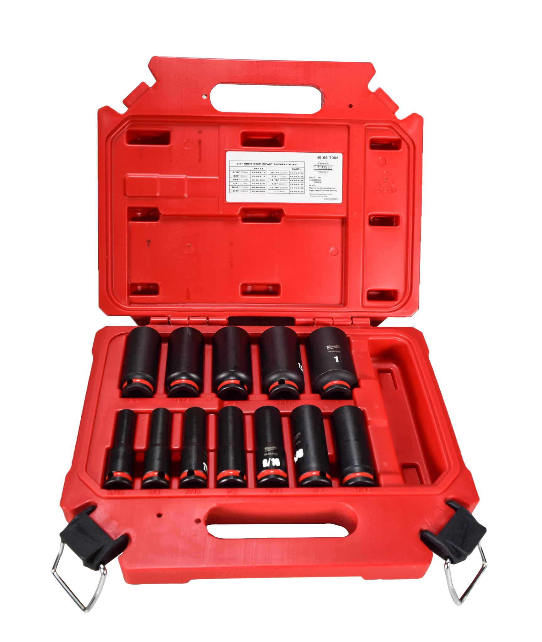 Milwaukee 49-66-7006 SHOCKWAVE 3/8 in. Drive Deep Well 6 Point Impact Socket Set (12-Piece)