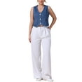 thumbnail image 2 of INSPIRE CHIC Women's Jean Jacket Sleeveless V Neck Button Down Crop Denim Vest M Blue, 2 of 6