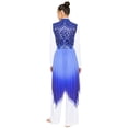 thumbnail image 4 of SiiRoh Women's Sequined Liturgical Worship Praise Dance Dresses Gradient Mesh Irregular Church Worship Tunic Royal Blue S, 4 of 5