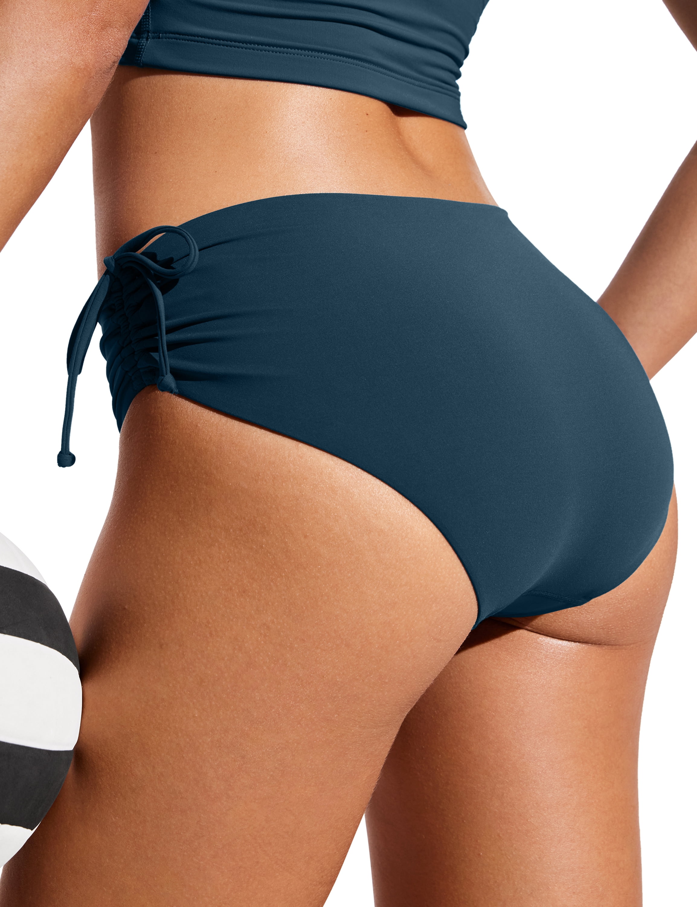 CRZ YOGA Ruched Bikini Bottoms for Women Bathing Swimsuit Adjustable Side Tie Swim Briefs
