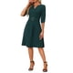 thumbnail image 4 of INSPIRE CHIC Women's Wear to Work V Neckline Midi DressPockets Elegant Midi Dresss with Belt Dark Green XL, 4 of 6