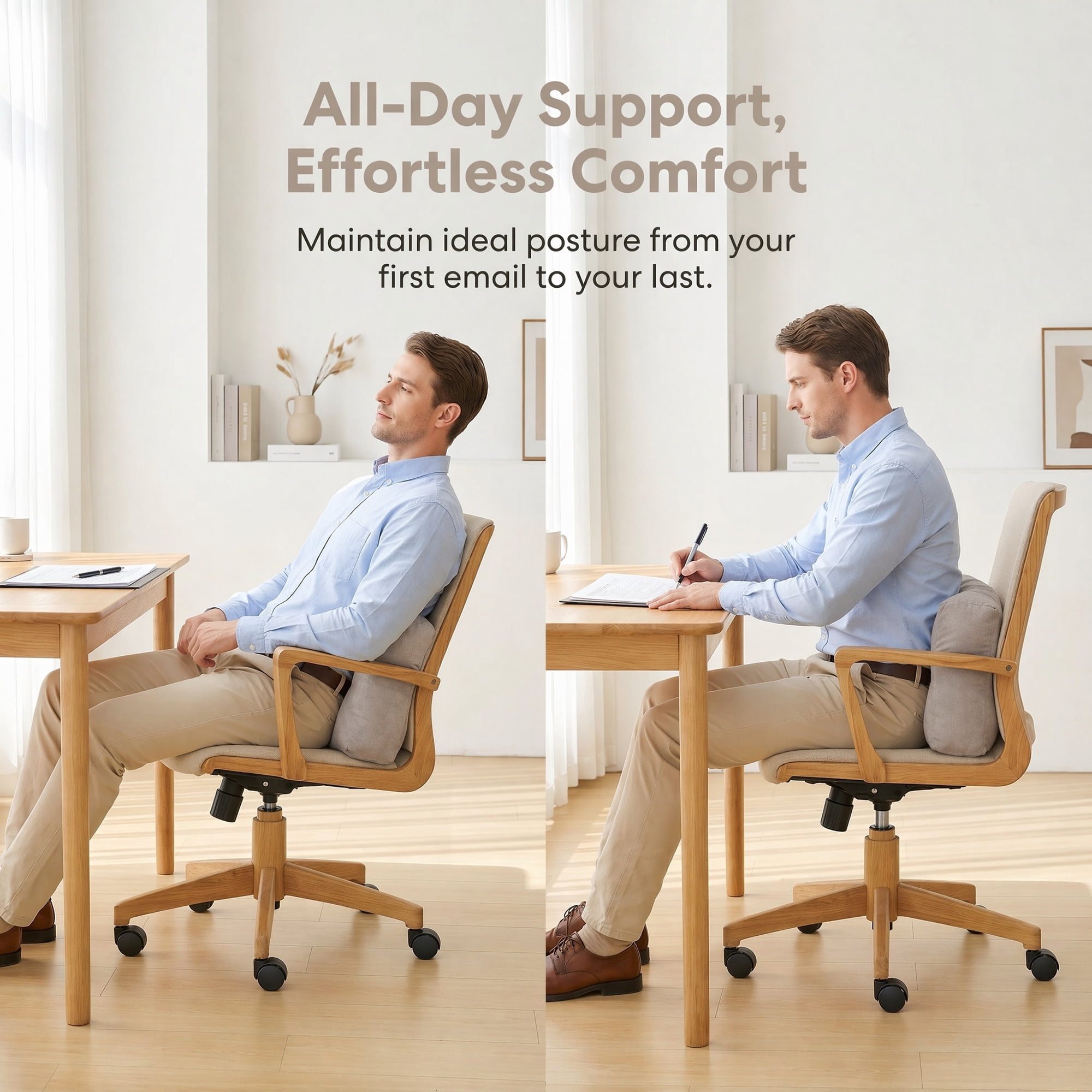 Unique Bargains Lumbar Support Pillow Cotton Back Support Amber Gray 18.9" x 9.8" x 7.5"