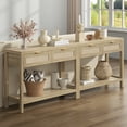 thumbnail image 5 of SICOTAS 39.4 Inch Wide Rattan Console Table Set of 2 with 2 Drawers & Shelf, Boho Entryway table with Large Storage Capacity for Entrance Way, Hallway, Living Room - Light Oak, 5 of 9