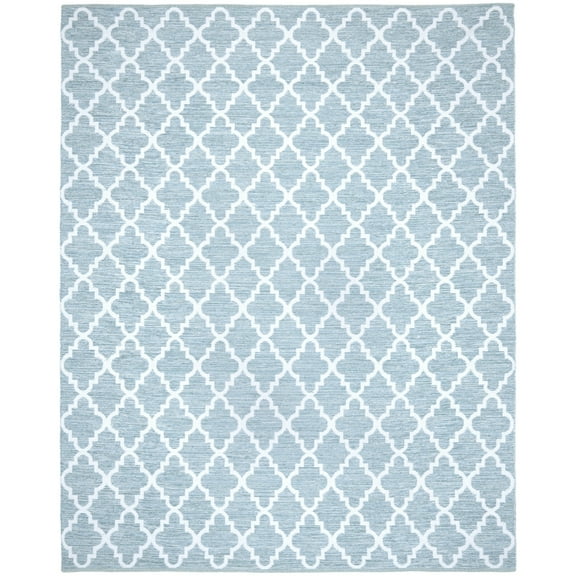 SAFAVIEH Montauk Crispian Geometric Quatrefoils Cotton Area Rug, Light Blue/Ivory, 11' x 15'