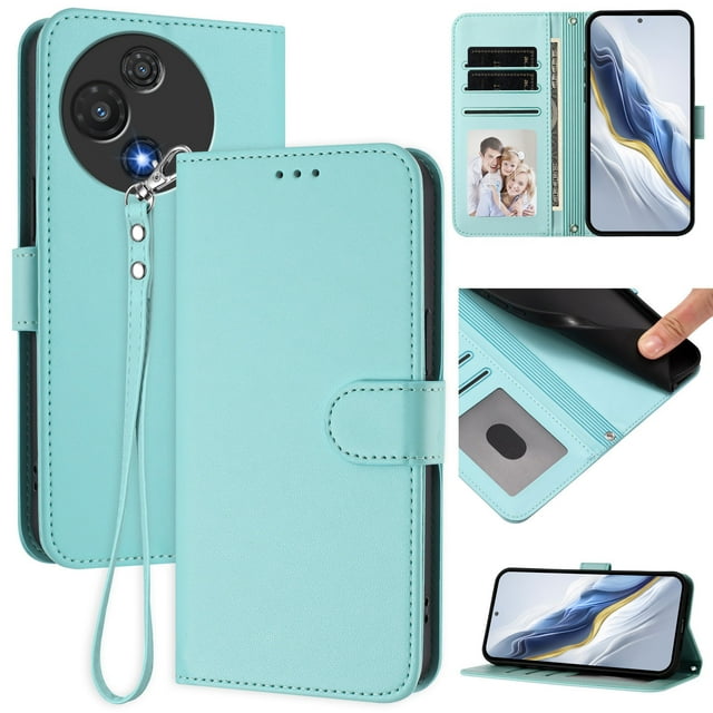GANGXUN Wallet Case for TCL 60 5G – Magnetic Closure, RFID Blocking, Wrist Strap, Wireless Charging Compatible