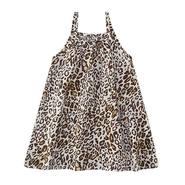 Robes pour Filles - Robe d'Été Décontractée pour Enfants avec Imprimé à Bretelles pour 6 Ans - Légère pour Jouer et Vacances
