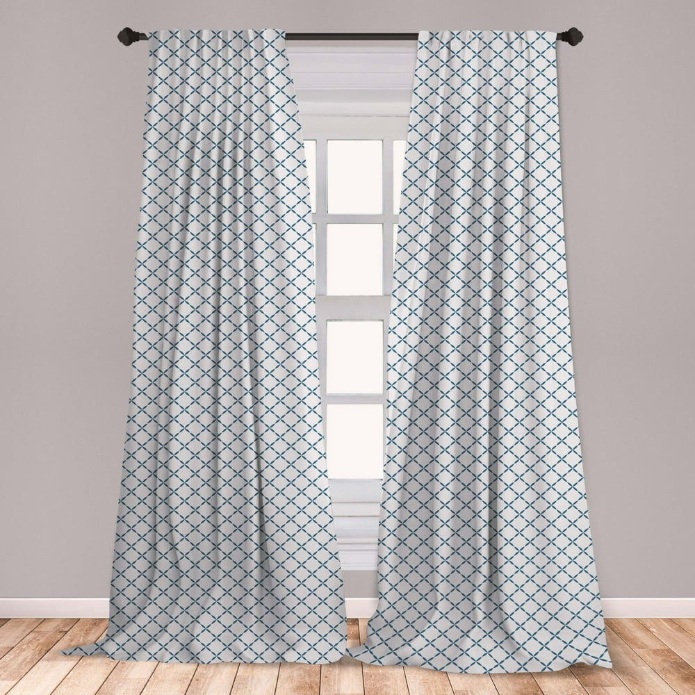Trellis Curtains 2 Panels Set, Lattice Like Pattern Chain Nostalgic