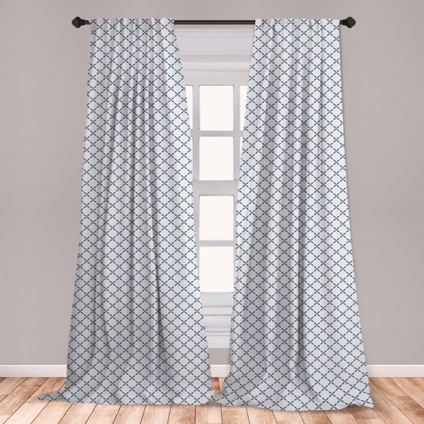 Trellis Curtains 2 Panels Set, Lattice Like Pattern Chain Nostalgic