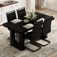 thumbnail image 5 of ExtraLco Dining Table Set for 4, Black Wood Grain Table with 4 PU Chairs for Kitchen Dining Room, 5 of 10
