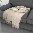 thumbnail image 5 of Kathy Ireland Oversized Chenille Polyester Fringed Basket Throw - Stone - 50” X 70”, 5 of 6