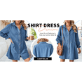 thumbnail image 4 of Women's Button Down Denim Shirt Dress Lantern Long Sleeve Tiered Baydoll Jean Mini Dress, 4 of 6