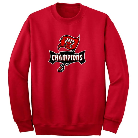 RED Buccaneers Super Bowl LV 55 Champions Crew Neck Sweatshirt ADULT