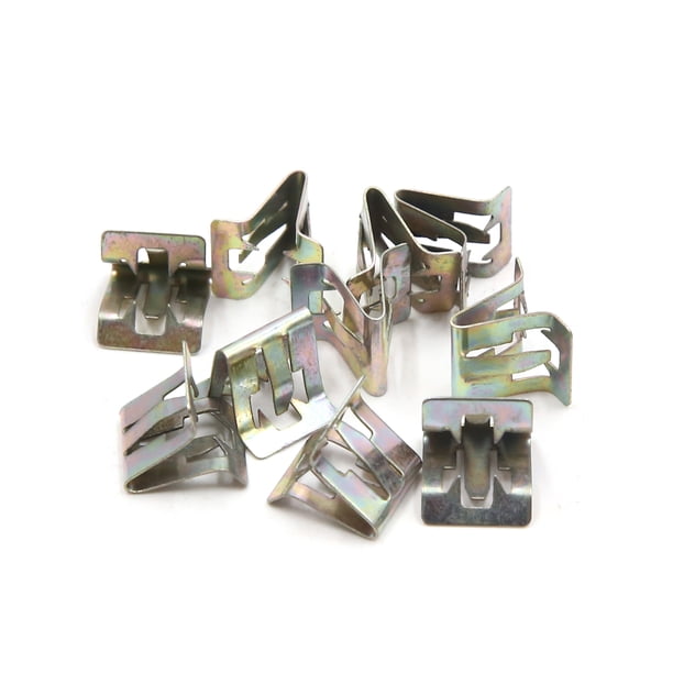 10 Piezas 6mm Orificio Grapas Clip Metálico Plateado para El Panel Tablero del Coche Vehículo