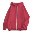 thumbnail image 3 of Ediodpoh Womens Casual Solid Long Sleeve Zipper Hooded Coat Pocket Sweatshirt Tops Solid Women's Hoodies Sweatshirts Red_002 XXXL, 3 of 4