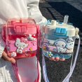 thumbnail image 2 of Hello Kitty Sanurgente Botella de agua de gran capacidad, tetera de plástico transparente con pajita, taza portátil, regalo Kawaii Kuromi Cinnamoroll, 600mlzhangyuxiang zhangyuxiang unisex, 2 of 2