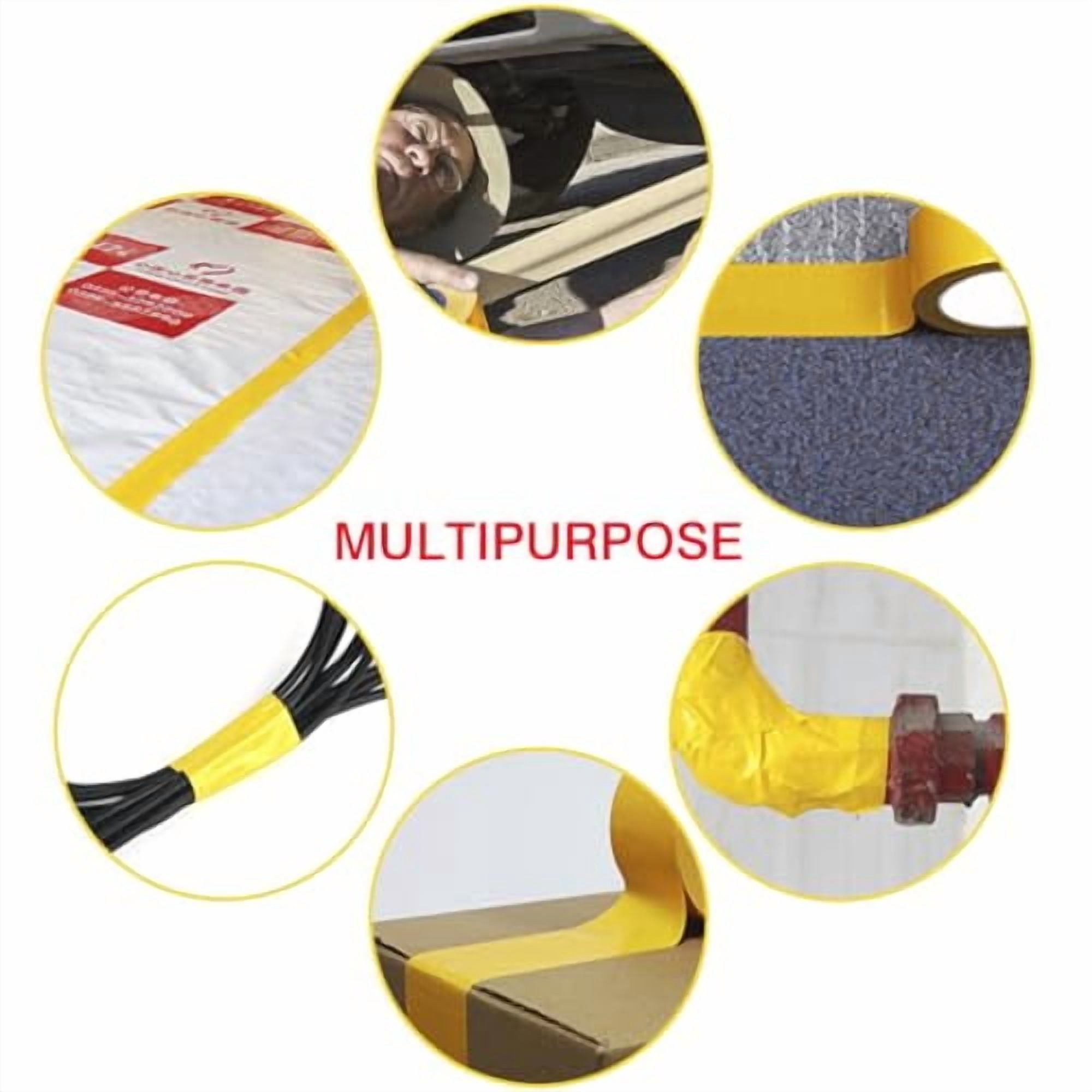 3 Pack Yellow Duct Tape Heavy Duty Waterproof, Strong Adhesive for Indoor Outdoor Repairs, 60 Yards x 2 Inch Total