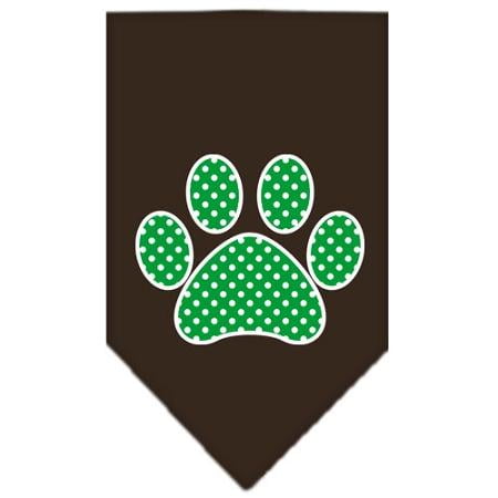 - Green Swiss Dot Paw Screen Print Bandana Cocoa Large