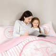 thumbnail image 4 of Manfei Girls Cute Bow Stripes Letter I Monogrammed Twin Comforter Sets 3-Piece,Kids Teens Romantic Flowers Bow Tie Bedding Set,Pink Reversible,Super Cozy Room Decor, 4 of 6