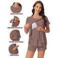 thumbnail image 3 of Ekouaer 3 PCS Maternity Nursing Pajamas Set Postpartum Breastfeeding Short Sleeve Shirts, 3 of 6