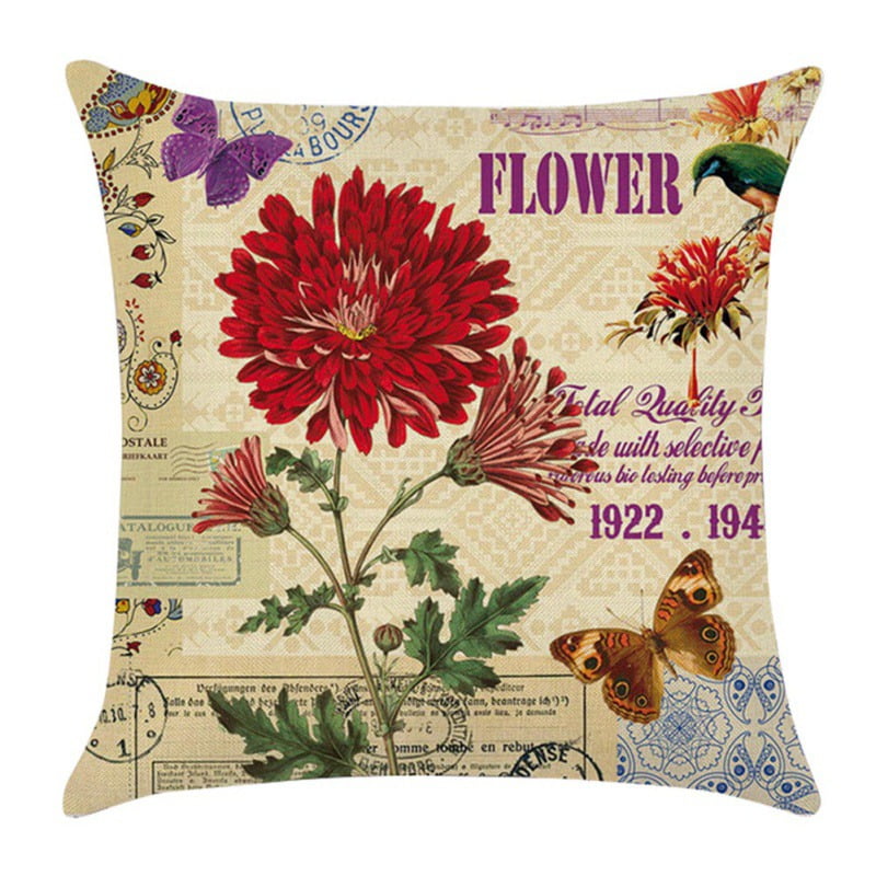 Vintage Flower Cotton Linen Pillow Case Sofa Car Throw Cushion Cover Home Decor Vintage Flower Cotton Linen Pillow Case Sofa Car Throw Cushion Cover Home Decor