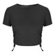 thumbnail image 5 of Tops de Trabajo de las Mujeres, Nueva Camiseta Casual de Cuello Redondo de Manga Corta con Cordón de Color Sólido para Diario Y Viajes, 5 of 8