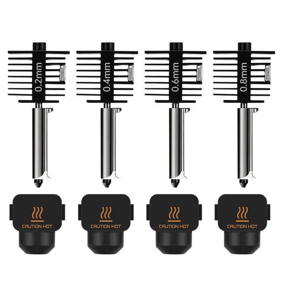 4-Pack Bamboo A1 mini/A1 Hotend Kit, 0.2/0.4/0.6/0.8mm Hardened Steel Nozzle for Bambu Lab A1/A1mini, 3D Printer Print Head Replacement Nozzle for Bambu A1 Parts Precision & High-Speed Printing