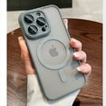 thumbnail image 3 of Matte Case For iPhone 15 14 13 12 11 Pro Max Plus Clear For Magsafe Magnetic Wireless Charge Lens Protection Frosted Cover funda, 3 of 6