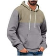 thumbnail image 2 of Momasggi Mens Color Block Hoodies with Pockets Fall Winter Long Sleeve Fleece Pullover Tops Casual Drawstring Hooded Sweatshirts with Pockets Gray 3XL, 2 of 5