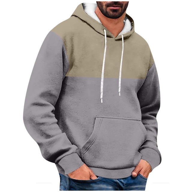AherBiu Mens Hoodies Drawstring Fleece Lightweight Warm Sweatshirts with Pockets Color Block Fall Winter Athletic Pullover