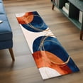 thumbnail image 4 of Navy Blue Burnt Orange Large Area Rugs for Bedroom Living Room, Soft Non Slip Carpet Bedside Rug, Boho Art Modern Geometric Rectangular Floor Cover Kitchen Accent Rug 2'x6' for Dining Room/Office, 4 of 9