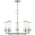 thumbnail image 5 of 5 Light Brushed Nickel Outdoor Chandelier with Clear Glass Shade, 5 of 5