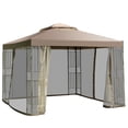 thumbnail image 2 of 10 x 10 Ft Outdoor Patio Gazebo with Taupe Brown Canopy and Mesh Sidewalls, 2 of 3