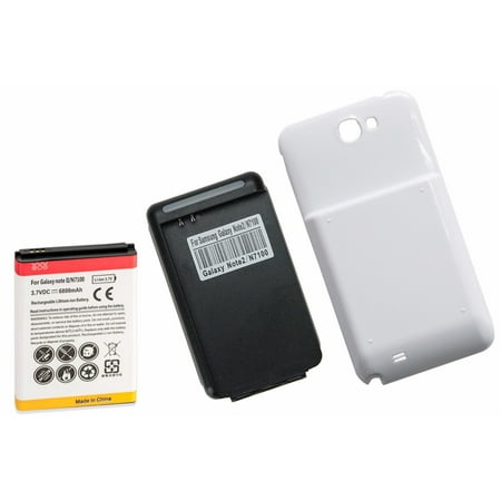 High Capacity Battery Door - 6800mAh High Capacity Battery + White Door + Charger for Samsung Galaxy Note 2