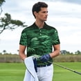 thumbnail image 3 of Xecao Ferns Leave Green Foliage Mens' Casual Short Sleeve Button-Down Polo Shirts for a Classic Golf Shirts-XX-Large, 3 of 6